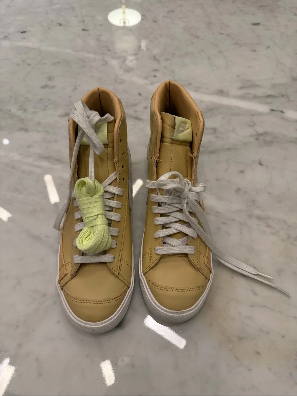 Nike Women’s High-Top Sneakers in Pale Yellow with White Soles